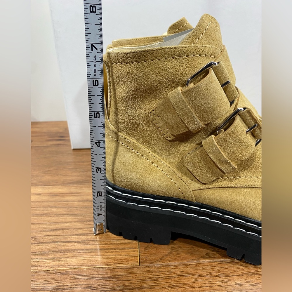 NIB Proenza Schouler Beige Calf Suede Buckle Ankle Boots Sucal Lug Soles $1150 - Picture 2 of 13